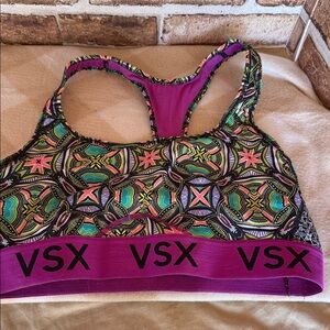 VSX Multicolor Geometric Racerback Sports Bra — Purple Band
